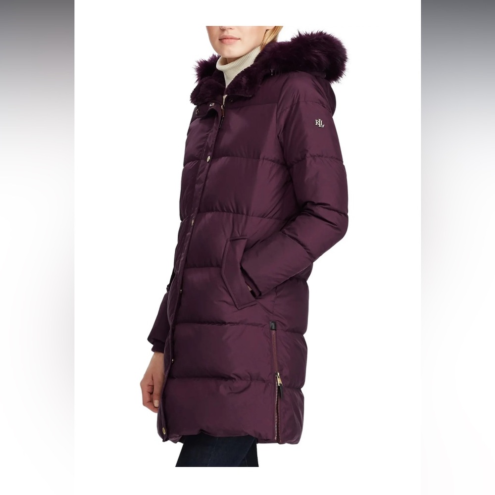 Ralph Lauren Purple Hooded Down Puffer Coat
